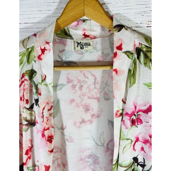 Show Me Your Mumu Pink Floral Intimate Robe Kimono Women Size One Size Belt - Picture 4 of 12